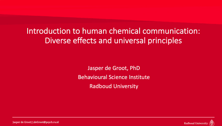 Introduction to human chemical communication - Jasper de Groot